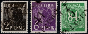 SBZ: 3 Bezirkshandstempel-Aufdrucke, postfrisch