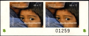 PIN Sachsen: MiNr. 12, 20.01.2005, "Seebebenopfer in Südostasien", Bogennummer, postfrisch