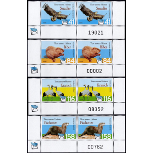 Nordkurier: MiNr. 10 - 13, 09.09.2005, "Tiere der Region", Satz, Bogennummer, postfrisch