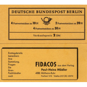 Berlin (West): MH MiNr. 5 a, 13.12.1966, "Brandenburger Tor", postfrisch