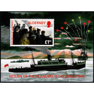 GB, Guernsey: Alderney: MiNr. 89 Bl. 1, 16.11.1995, "50. Jahrestag der Rückkehr der Inselbewohner nach dem Zweiten Weltkrieg", Block, postfrisch
