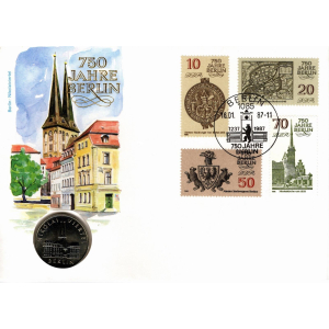 DDR: MiNr. 3023 - 3026, 03.06.1986  / 16.01.1987, "750 Jahre Berlin (I)", Numisbrief (Umschlag), Sonderstempel