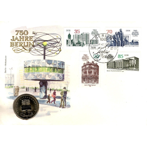 DDR: MiNr. 3071 - 3074, 17.02.1987 / 25.06.1987, "750 Jahre Berlin (II)", Numisbrief (Umschlag), Sonderstempel