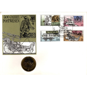 DDR: MiNr. 3354 - 3357, 28.08.1990, "500 Jahre int. Postverbindungen in Europa (II)", Numisbrief (Umschlag), Ersttagssonderstempel