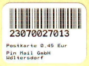PIN Mail Woltersdorf: 13.05.2009, Notmarke Postkarte, 0,45 EUR, postfrisch
