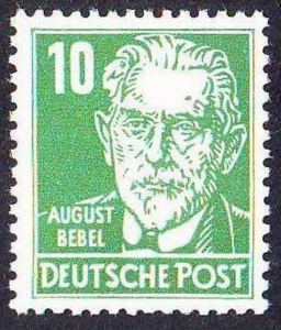 DDR: MiNr. 330 v a X II, 00.00.1953, Persönlichkeiten aus Politik, Kunst und Wissenschaft: August Bebel, geprüft, postfrisch