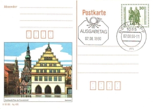 DDR: MiNr. P 109, 07.08.1990, "Bauten und Denkmäler - Greifswald", Ersttagsstempel