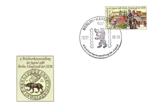DDR: MiNr. P 94, 22.07.1986, "9. Briefmarkenausstellung der Jugend", Sonderstempel
