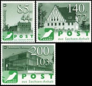 Grüne Post: MiNr. 1 - 3, 01.10.2001, "Sehenswürdigkeiten in Sachsen-Anhalt", Satz, postfrisch