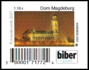 Biberpost: MiNr. 37, 01.09.2007, Fotowettbewerb 2007: Magdeburg, Dom, Wert zu 1,16 EUR, Typ V, postfrisch