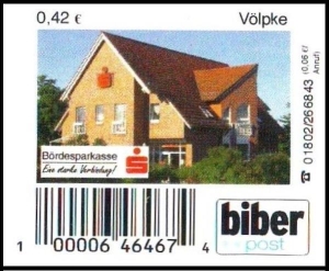 Biberpost: 08.09.2007, "Bördesparkasse", Wert zu 0,42 EUR, Typ I, postfrisch
