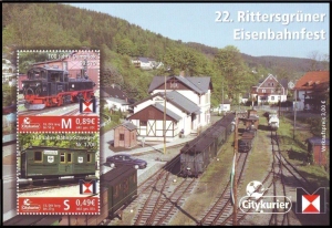 Citykurier: MiNr. 118 - 119 Block 12, 23.06.2012, "Rittersgrüner Eisenbahnfest", Block, postfrisch