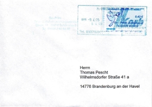 GO-Print: 00.00.2003, 2. Ausgabe, Brieftaube mit Brief, Wert zu 0,43 EUR, Ganzstück 2 (Umschlag), echt gelaufen