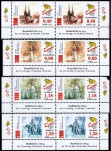 Turbopost: MiNr. 1 A - 4 A, 05.05.2004, "Baudenkmale aus der Region", Satz, Bogenrandpaar, postfrisch