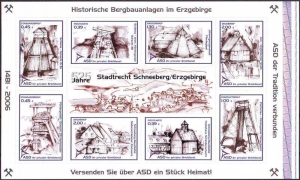 ASD: MiNr. 13 - 20 Bl. 2, 29.06.2004, 525 Jahre Stadtrecht Schneeberg, Block, postfrisch