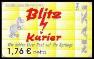 Blitz-Kurier: MiNr. 13 B, 02.05.2006, 2. Ausgabe, Wert zu 1,76 EUR netto (gelb), glänzendes Papier, postfrisch