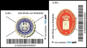 Biberpost: 16.09.2013, "Grüße aus Oebisfelde: Siegelmarken", Satz (0,48 EUR), 2. Auflage, postfrisch