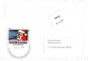Biberpost: 00.12.2014, "Weihnachten 2014", Satz, Ganzstück (Umschlag), echt gelaufen