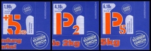 Kurierunion: MiNr. 18 - 20, 07.02.2008, "Zusatzmarken", geänderte Farben, Satz, postfrisch