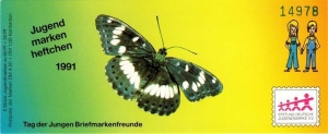 BRD: MiNr. SDJ-MH (MiNr. 1514), 00.00.1991, Markenheftchen der Stiftung Deutsche Jugendmarke "Jugend: Schmetterlinge", postfrisch