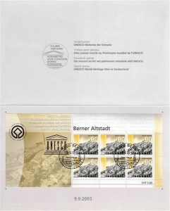 Schweiz: MiNr. 1848, 09.09.2003, Kultur- und Naturerbe der Menschheit (UNESCO), Geschenkkarte, Ersttagssonderstempel