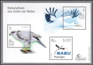 Citykurier: MiNr. 202 - 204 Block 28, 01.06.2016, "Naturschutzbund NABU, Thüringen (1)", Block, postfrisch