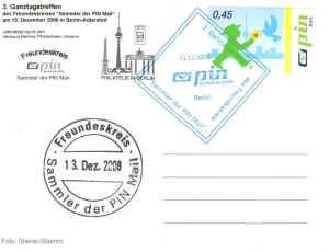 PIN Mail: MiNr. 159, 13.12.2008, Ampelmännchen, Ganzstück (Postkarte), Sonderstempel 3. Ganztagstreffen