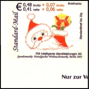 PIN AG: MiNr. 31, 25.11.2003, "Nostalgischer Weihnachtsmarkt, Berlin", Eckrand, postfrisch