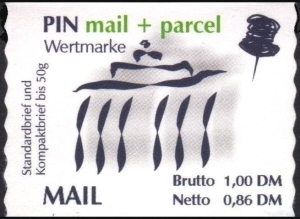 PIN AG: MiNr. 2, 28.08.2000, Brandenburger Tor, Berlin, Wert zu 1,00 DM, postfrisch