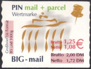 PIN AG: MiNr. 7, 09.11.2002, Brandenburger Tor, Berlin, Überdruck auf Restbeständen der 1. Ausgabe, Wert zu 1,25 EUR, postfrisch